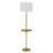 62" Brass Tray Table Floor Lamp With White Square Shade
