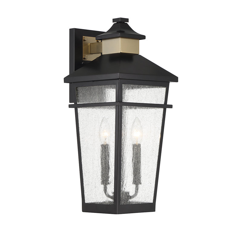 Kingsley Matte Black and Brass 2-Light Outdoor Lantern