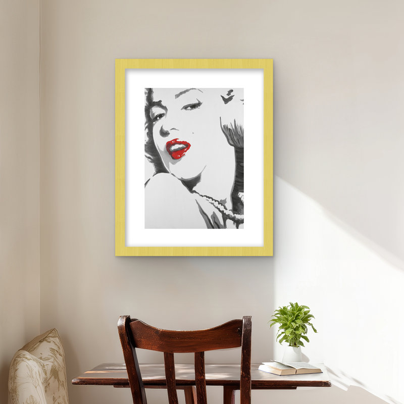Marilyn Monroe Outline Style - encadré gris avec imprimé mat