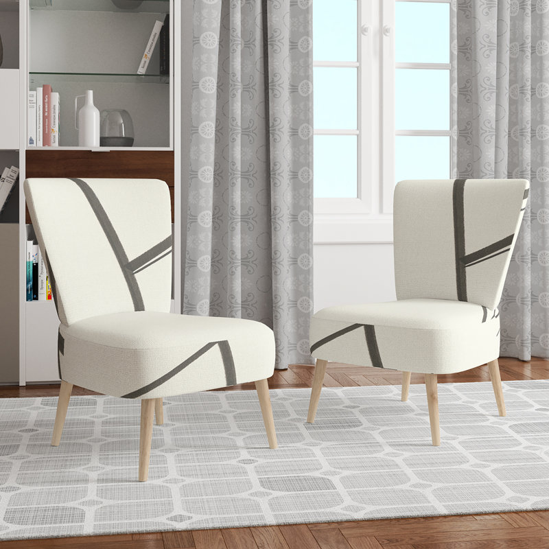 Upholstered Floral Side Chair - Modern floral Accent Chair, Abstract Gray Polyester Blend 11