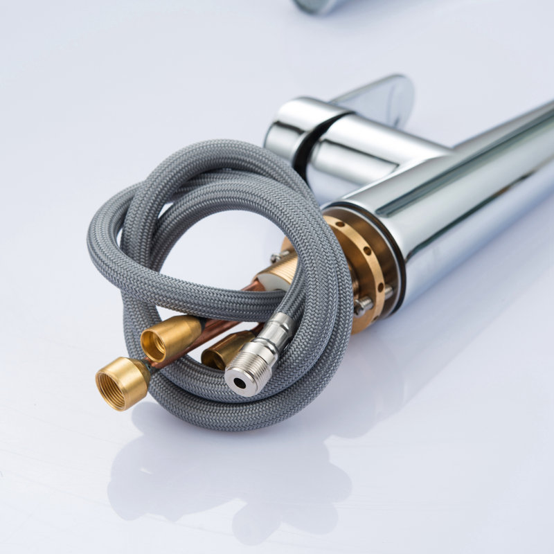 Robinet d'évier de cuisine à poignée simple en acier inoxydable avec bec pivotant sur 360 ° Topcraft, Chrome chrome