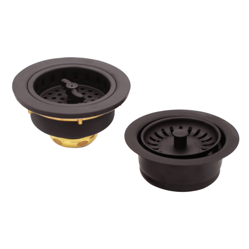 COMBO PACK Kitchen Sink Drain Trim and Disposal Flange with Wing Nut Style Basket Strainers, Oil Rubbed Bronze