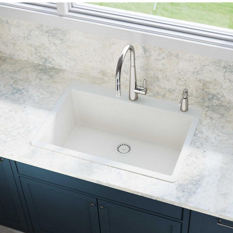 Évier de cuisine à chute l 33 po x l 21 po Quartz Luxe, Ricotta