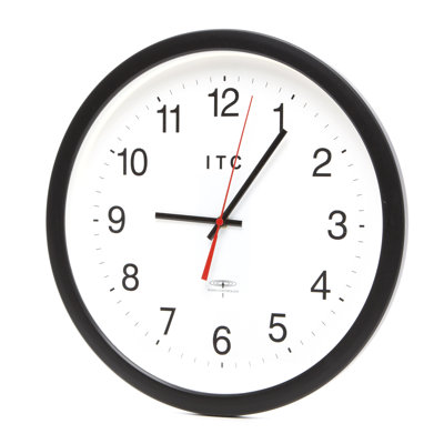 ITC Round Plastic Wall Clock 14 Inches - Black