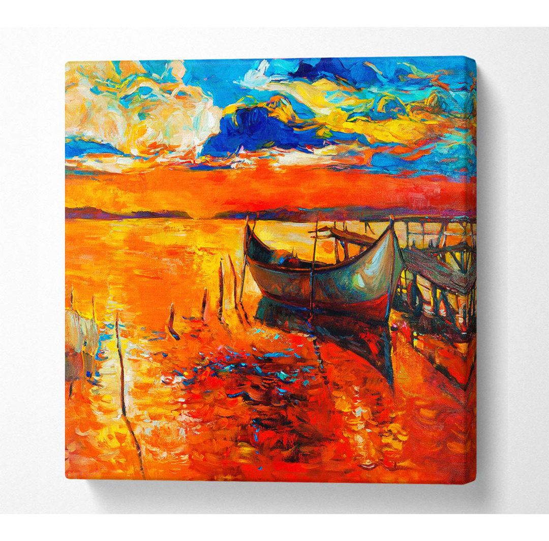 Fire Orange Waters Square - Kunstdrucke auf Leinwand