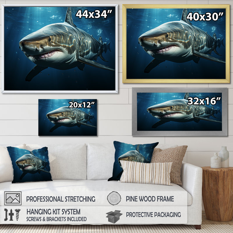 " Oceans Blue Ghost Shark Photography ", Gold Single Picture Framed, 12" H x 20" W x 1" D