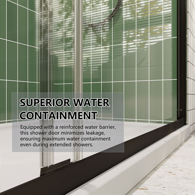 44 in. - 48 in. W x 72 in. H Double Sliding Semi-Frameless Shower Door with Clear Glass, Matte Black