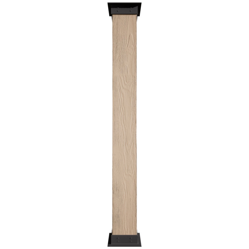 Enveloppe de colonne carrée Timberthane, H 96 po x l 14 po x P 14 po, Base et base en faux fer, Sablé