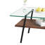 Table basse rectangulaire en verre trempé lisse et structure en métal robuste avec pieds transparents