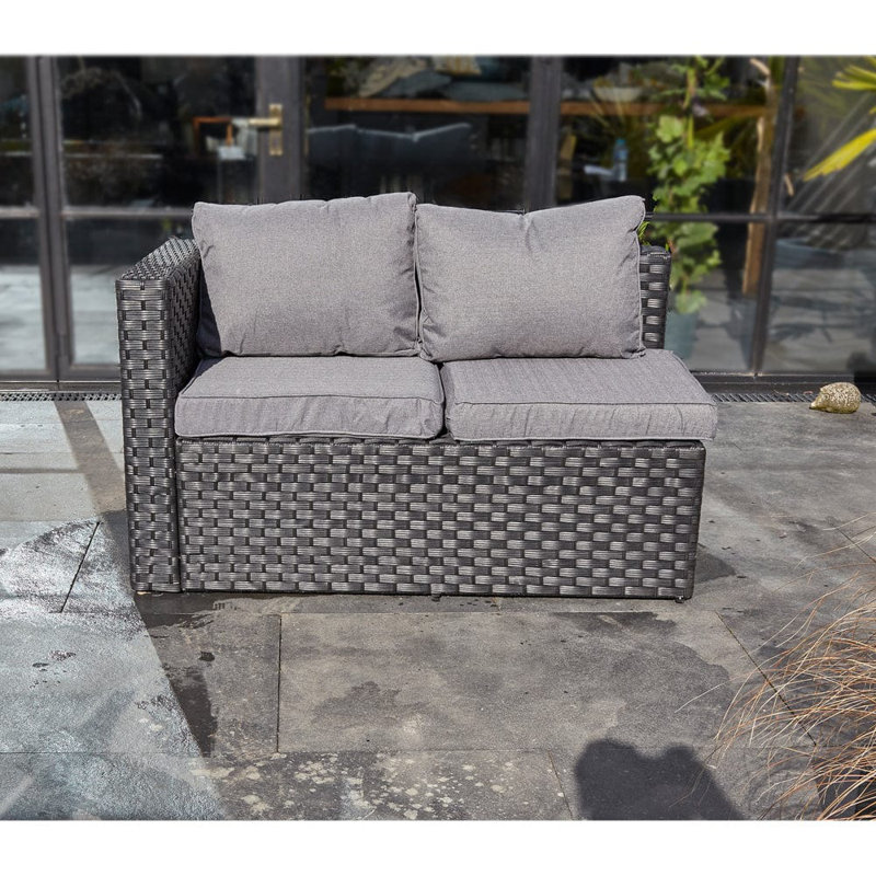 Deeanna 182 cm W L-Shaped Powder Coated Steel Patio Corner Sofa with Cushions, Grey