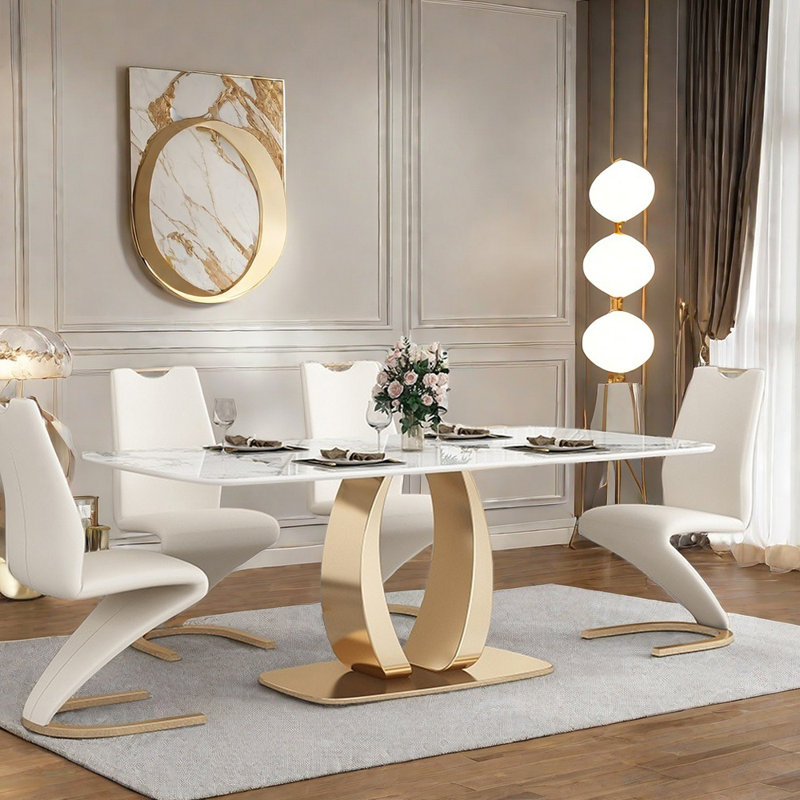 Ensemble de table de salle à manger rectangulaire moderne et luxueux, H 29,5 po x L 55,1 po x l 31,5 po