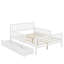 Lit plateforme double en bois avec garde-corps et 2 tiroirs-545936404