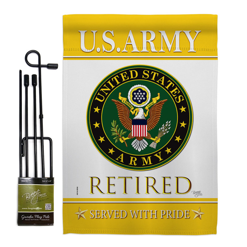 2 côtés 19 po x 13 po Ensemble de drapeaux de jardin US, Armée