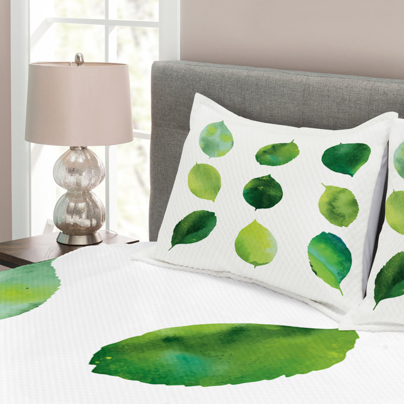 Adidev Green/White Microfibre Bedspread Set, 220 x 264 cm