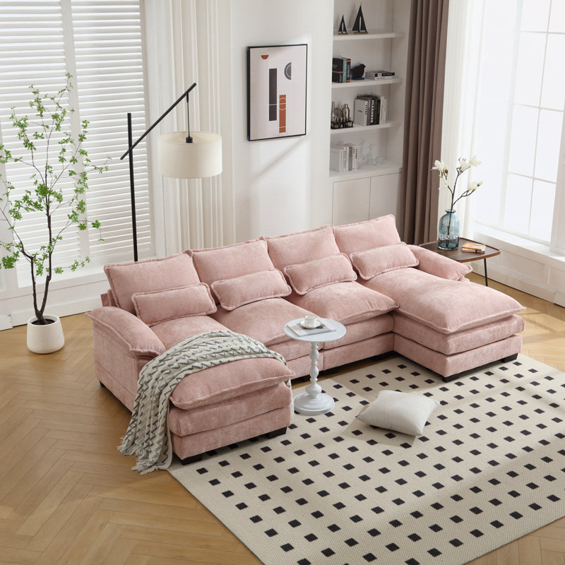 Canapé modulaire Odas, Chenille rose