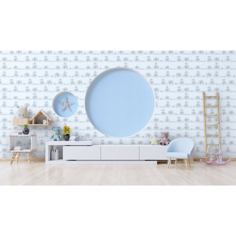 Toledo 10.05m x 53cm Matte Wallpaper Roll, Blue/Grey/White