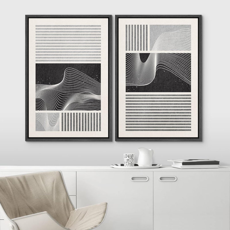Geometric Line 2 - Pieces, Black, 36" H x 48" W