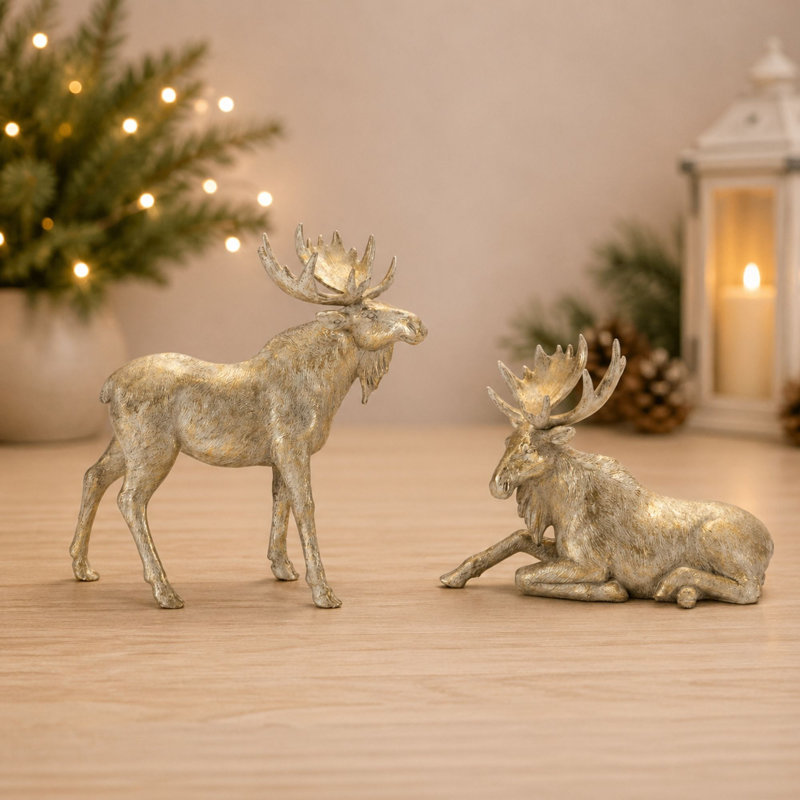 Figurine orignal d'hiver (ensemble de 2)