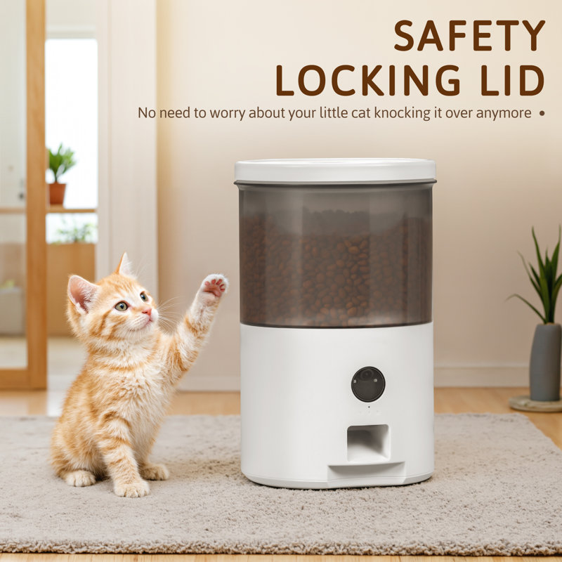 4.5l Automatic Cat Vacuum Feeder With Wifi Control, Anti - Blockage And Ceramic Bowl