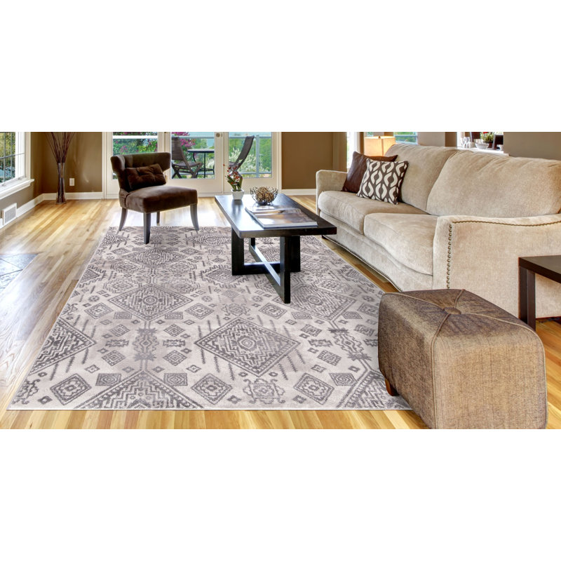 Tapis oriental ivoire tissé à la machine, Rectangle 5 pi x 7 pi