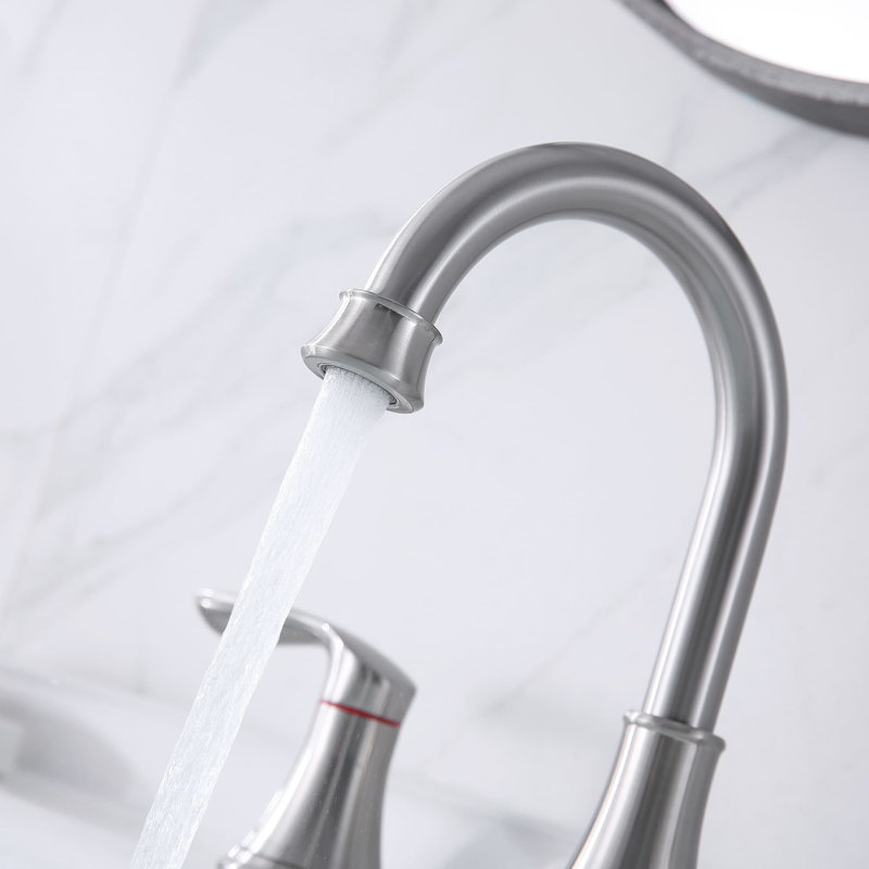 Robinet de salle de bain à large entraxe de lavabo avec bonde, Nickel brossé