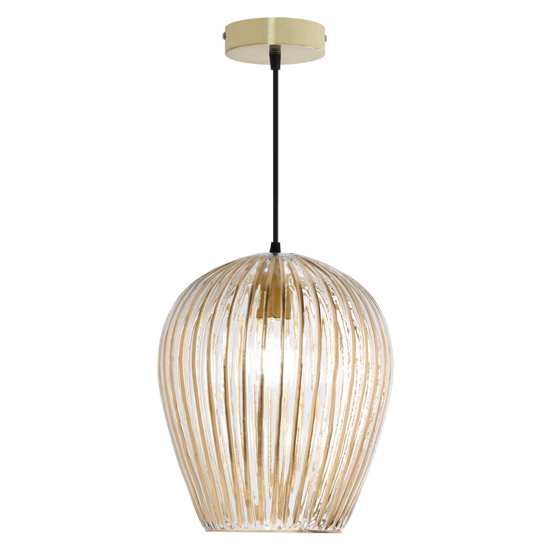 10.75"W Zoe Modern Clear And Gold Dome Shade Pendant