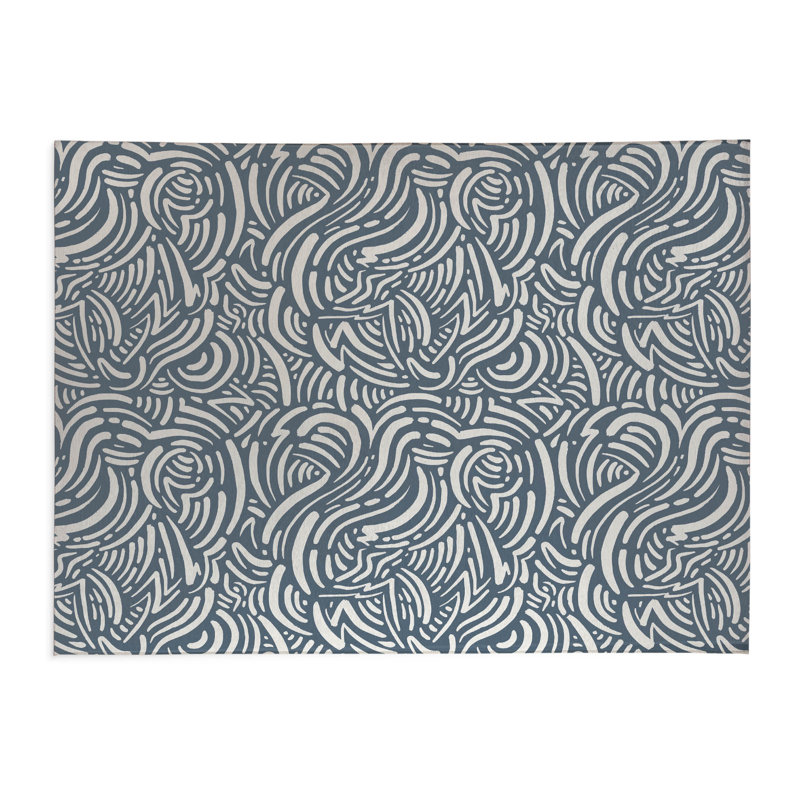 Tapis de cuisine Cozy Swirl, Bleu, Rectangle 5 pi x 7 pi