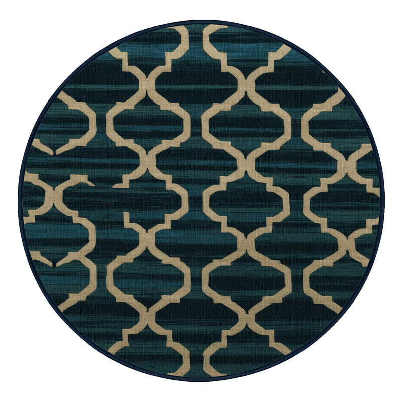 Tapis gris en treillis lavable à la machine, Rond 4 pi