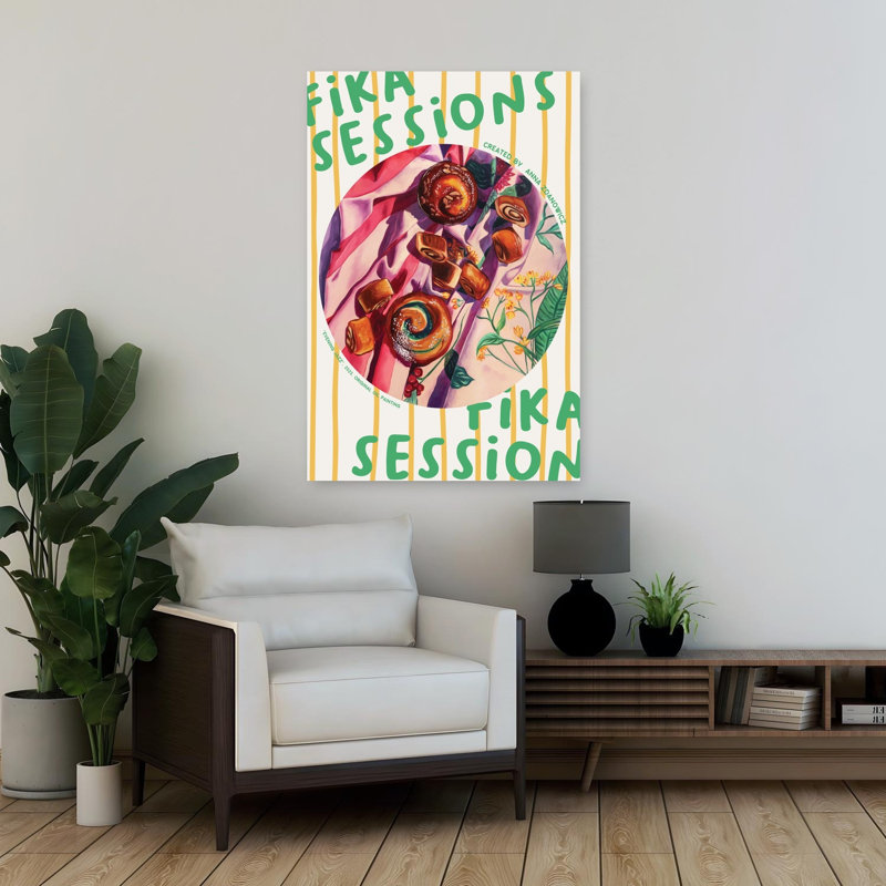 Art mural contemporain Cozy Fika Pastries, H 36 po x l 24 po