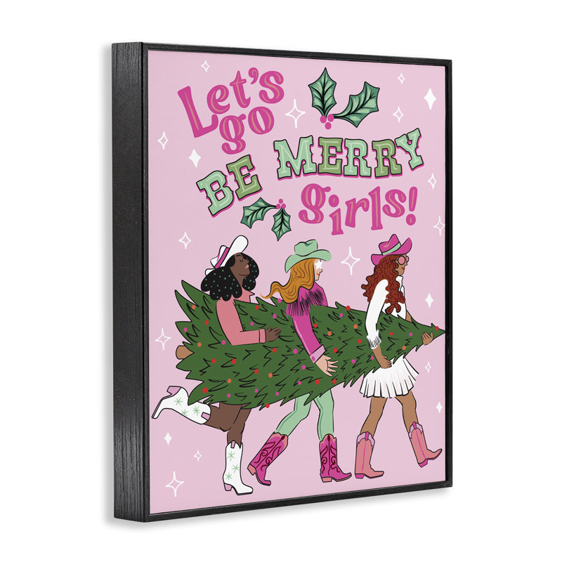 «Be Merry Christmas Cowgirls», art de la giclée encadrée par Arrolynn Weiderhold, Giclée encadrée noir minuit