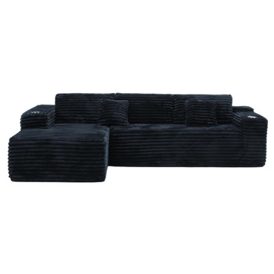 106" Modular Cloud Sectional Couch with Deep Seat and L-Shape Chaise,Cup Holder & Side Pocket, No Assembly Required Upholstery Compression Sofa  for Living Room or Bedroom