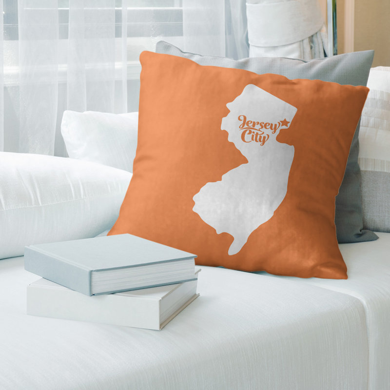Housse de coussin new jersey jersey city, 18 po x 18 po, Jersey City / New Jersey, Orange