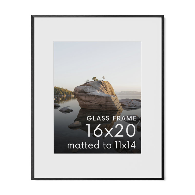 Cadre photo en métal avec verre, Noir, L 16 po x H 20 po