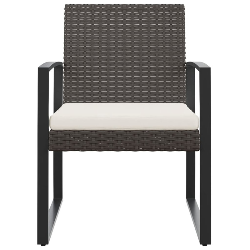 Chaises de patio en rotin PP, Brun / gris anthracite, Blanc crème