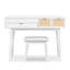 Coiffeuse de maquillage blanche avec tabouret, miroir rabattable de 43,3 po, trois tiroirs pour un rangement efficace