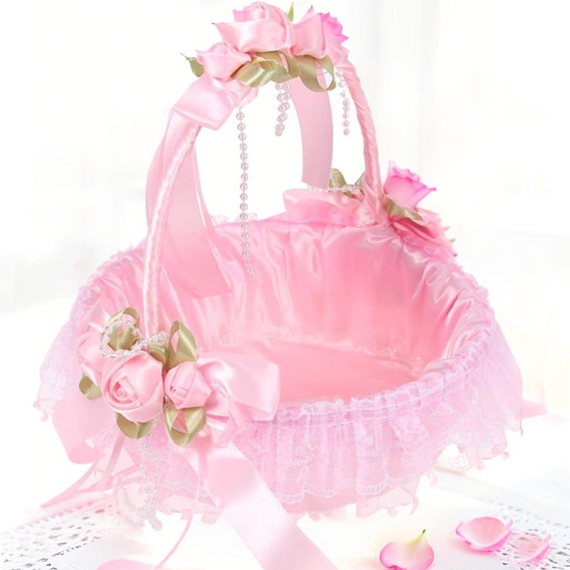 2 pièces Panier à fleurs pour mariage, Rose