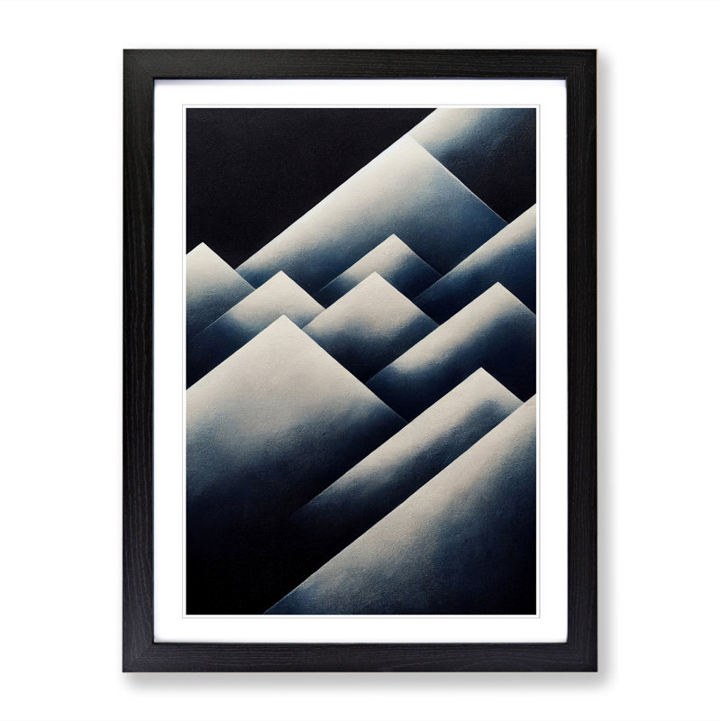 FRM-V0523-27X Abstract Scandinavian Mountains - Single Picture Frame Print, Black Framed, 34cm H x 25cm W x 2cm D