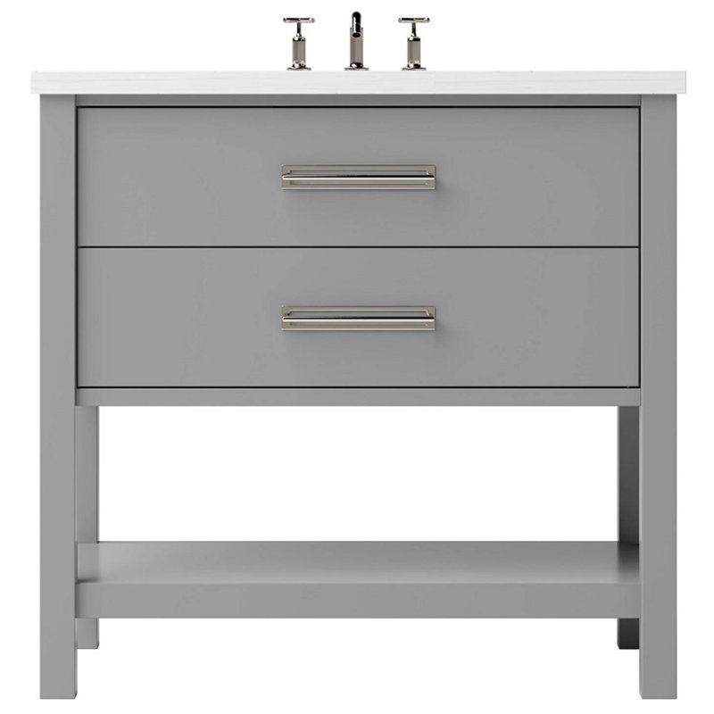 Kiawah Two-Drawer Single Bath Vanity, Platinum Gray, 42", Satin Nickel