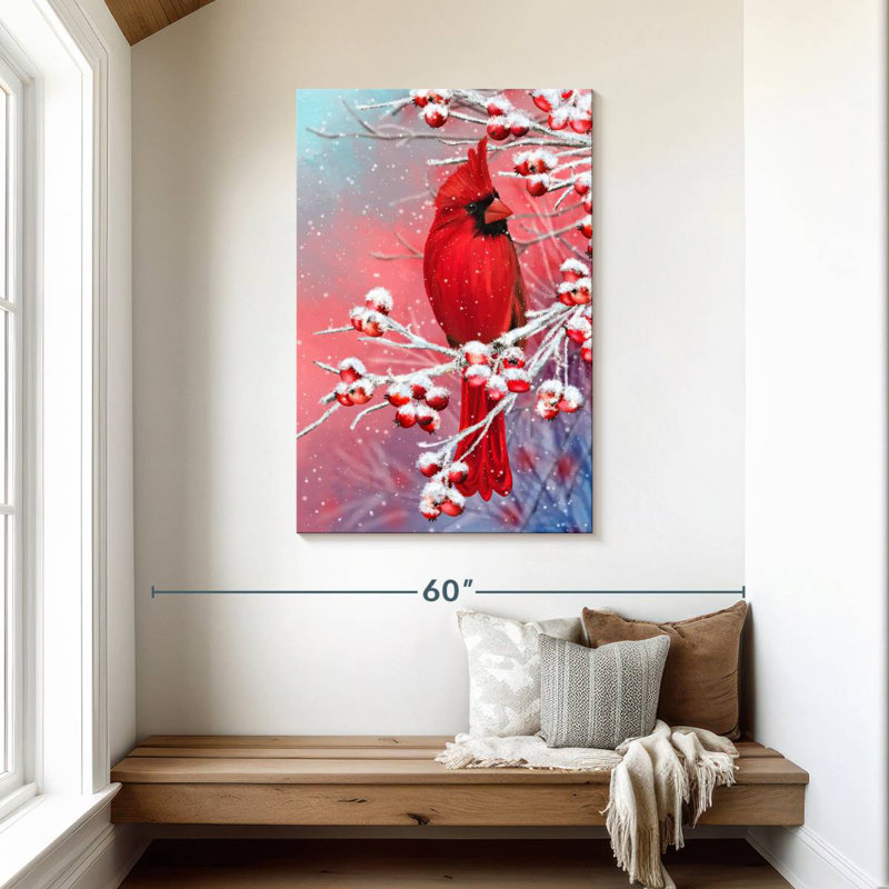 Brampt Winter Red Cardinal, 45" H x 30" W