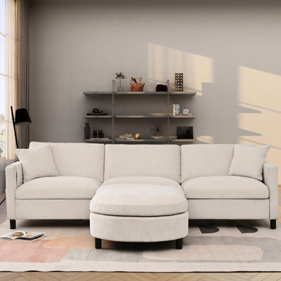 Canapé modulaire 107,87 pi avec 1 repose-pieds, coussin de siège et dossier amovible