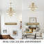 Lustre linéaire doré 17 lumières, plafonnier pour salle à manger de salon-412662293