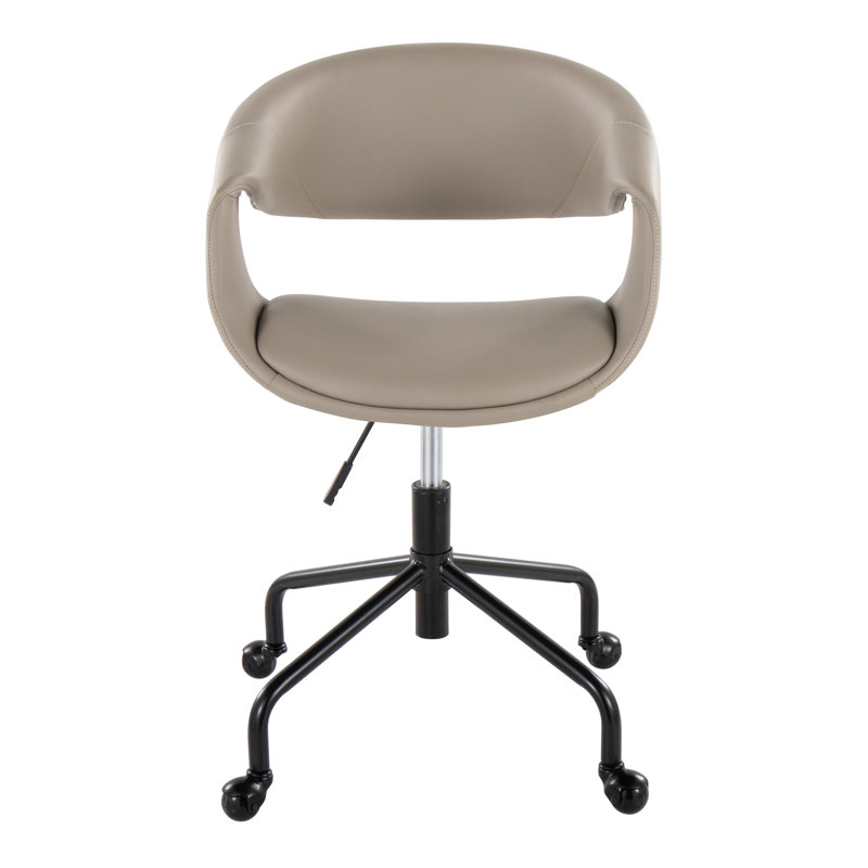 Arshad Upholstered 4-Star Task Chair, Light Gray, Black