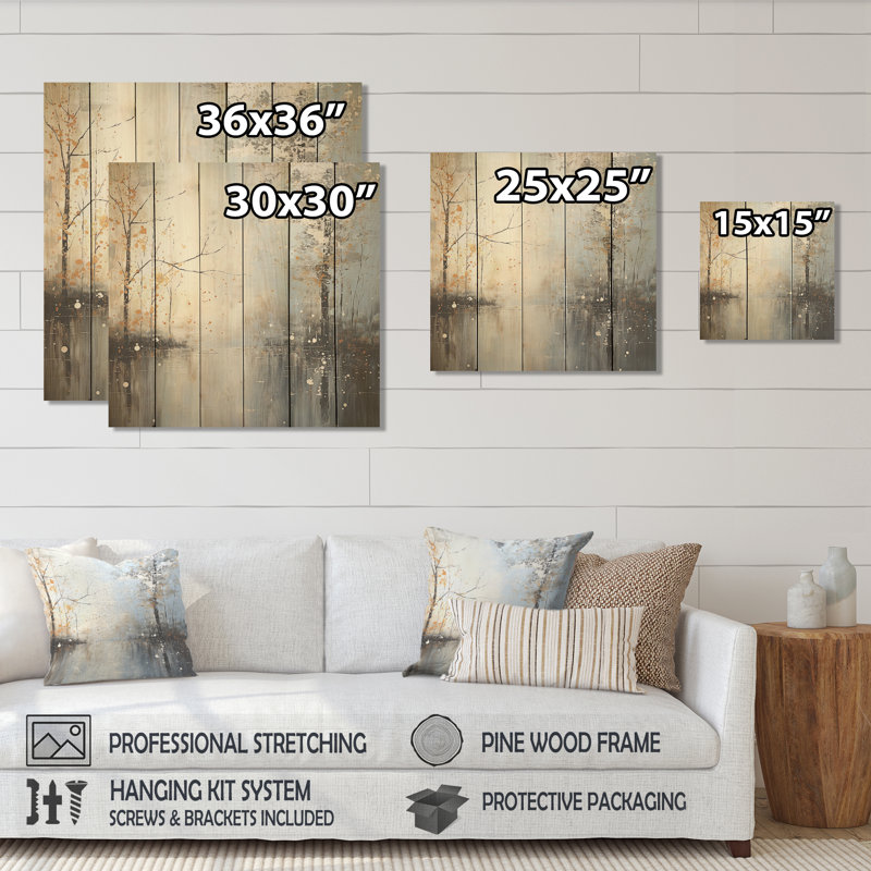 Grey Spring Time Forest Tranquility I - Fruits On Wood Print, 25" H x 25" W