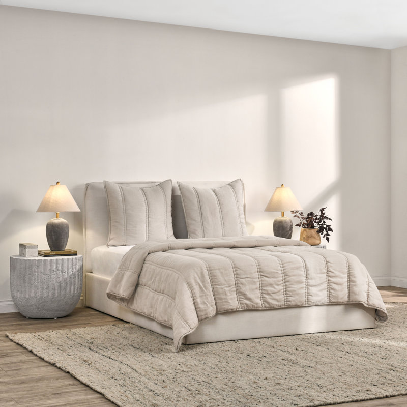 Rowen 4-Piece Sustainable Fabric Quilt Set, Beige