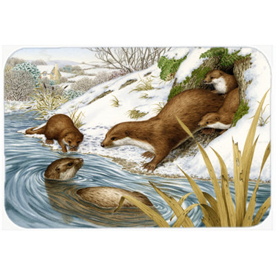 Caroline's Treasures Playtime Otters Glass Cutting Board