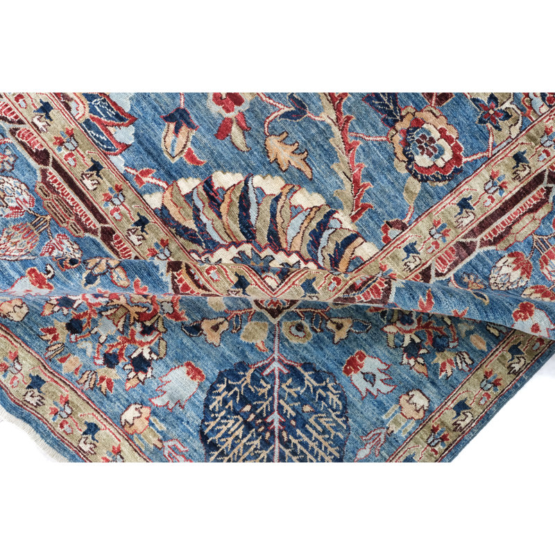 High-Quality Hand-Knotted Blue And Red Area Rug