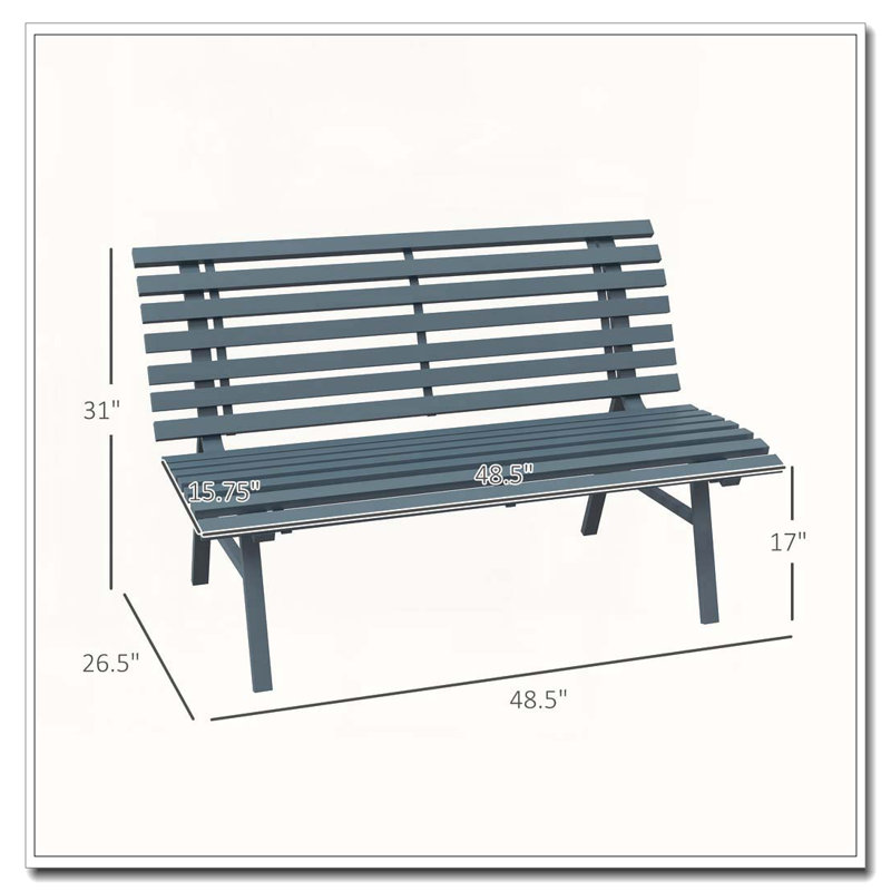 Banc de jardin, banc de patio extérieur, Bleu
