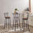3 Bar Table and Chairs Set Dining Room Industrial Counter Height Bar Chairs with Metal Back Fabric Seat