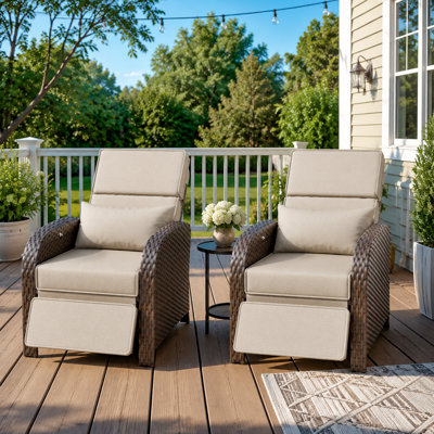 Chaise de patio inclinable avec dossier et repose-pieds réglables, chaise longue d'extérieur toutes saisons