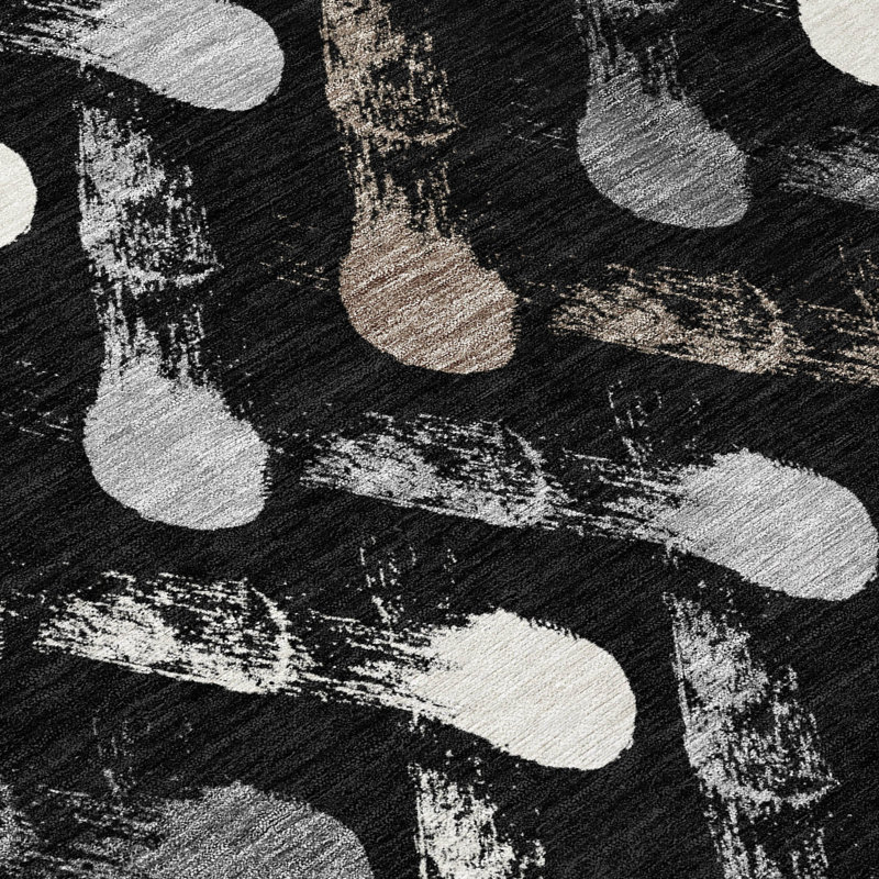 Machine Washable Indoor/Outdoor Chantille ACN2900 Geometric Rug, 8' x 10', Black
